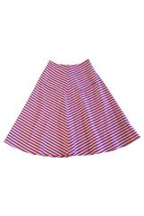 Conway Skirt with Pocket Slit in Red and Blue Striped Silk