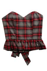 Corset Top in Red and Grey Tartan Plaid